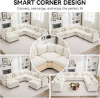 113'' V Shaped Cloud Sectional Sofa, Oversized Deep Seat Couches - Image 6