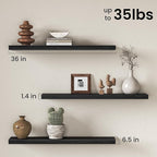 Fun Memories 36 Inch Floating Shelves Wall-Mounted, Rustic Wood Shelf - Image 3