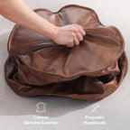 Leather Ottoman, Handmade Stuffed Square Ottoman, Genuine Leather Pouf - Image 7