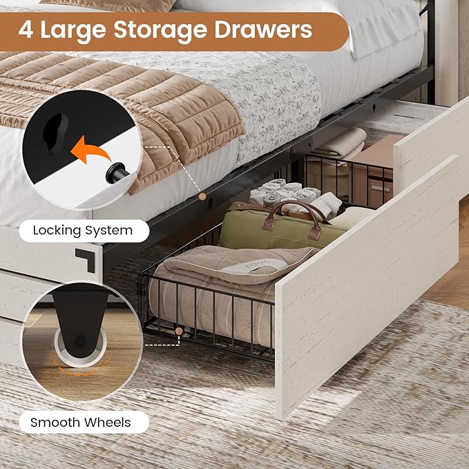 VIAGDO Wooden Bed Frame Full Size - Image 6