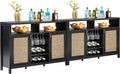 SICOTAS Rattan Coffee Bar Cabinet, Modern Liquor Wine Cabinet Set of 2 Credenza by SICOTAS