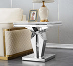 Henf Marble End Table Modern White Faux Marble Sofa Side Table - Image 3