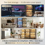 Display Cabinet with Glass Doors & LED Lights, 5 Tier Lighted Display Case - Image 7