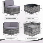 KROFEM 8-Piece Patio Furniture Set, Outdoor Wicker Rattan Sectional - Image 6