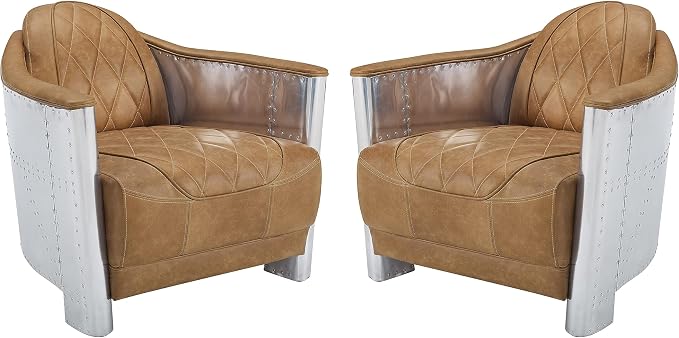 Art Leon Genuine Leather Accent Chair, Mid Century Industrial Armchair by ArtLeon