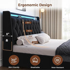 Full LED Velvet Bed Frame with 2 Storage Drawers&Hidden Headboard, Upholstered - Image 7