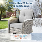 Weaxty 7 Pieces Patio Furniture Set, Wicker Outdoor Swivel Rocking Chairs - Image 8