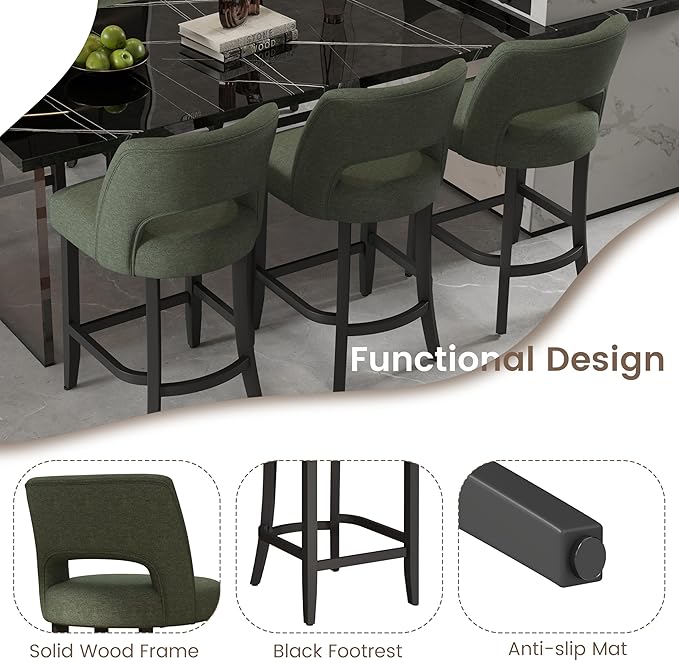 VKNOW Bar Stools Set of 2, Modern Counter Stools - Image 9