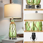 Ruzectt 25.5" Green Glass Table Lamps Set of 2, 3-Way Dimmable Touch Control - Image 7