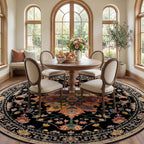 RELEANY Area Rugs Round 8ft Washable Non-Slip, Floral Vintage Distress Print - Image 2