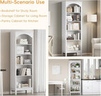 Arched Bookshelf with 5 Tier Open Shelves, Study and Living Room, Modern White - Image 6