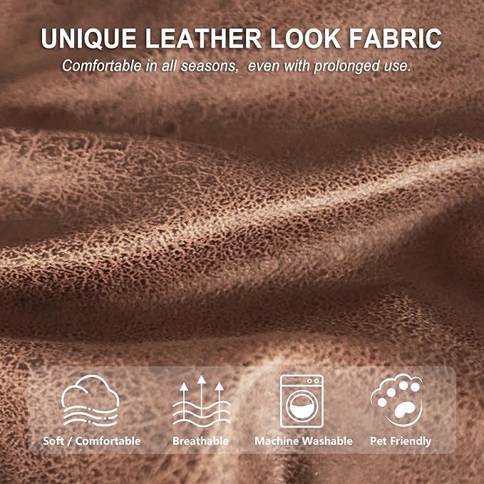 ANARACHON Leather Look Recliner Couch Cover, 8-Pieces Stretch Recliner Sofa - Image 5