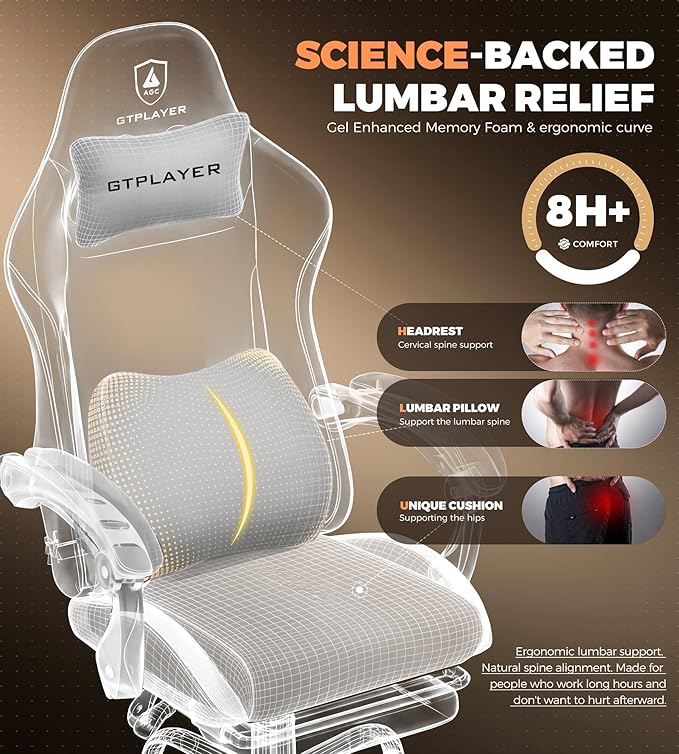 GTPLAYER Gaming Chair with Foot Rest & Pocket Spring Cushion, Ergonomic High - Image 4