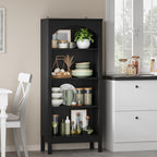 Arched Bookshelf with 4 Tier Open Shelves, Study and Living Room, Modern Black - Image 8
