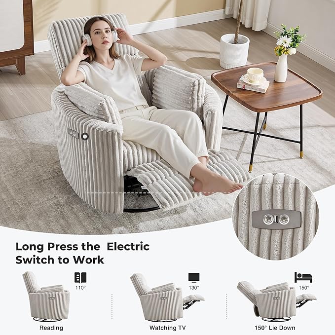 Power Recliner, Nursery Swivel Glider Rocking Chair - Image 4
