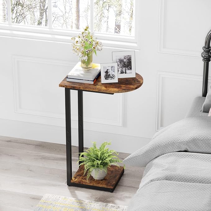 Hosfais Side Table Small End Table, C-Shaped Wood Sofa Table - Image 4