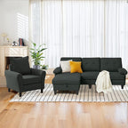 2PCS Sectional Sofa Set with Ottoman, Modern Linen 4 Seater Couch Set with Side - Image 9