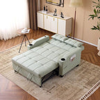 VINGLI Green Futon Sofa Bed Convertible Loveseat Sleeper Couch, Faux Leather - Image 2