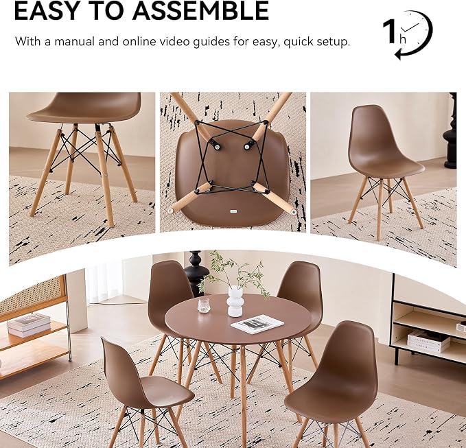 5-Piece Round Dining Table Set, Small 35.5" Kitchen Table Chairs Set of 4 Space - Image 7