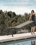 Outdoor Lounge Chairs Set of 2, Aluminum Pool Lounge Chairs - Image 3