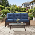 Patio Furniture Set, High Back Rattan Sofa, Weather Resistant Olefin Fabric by SAILARYPatioFurniture
