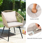 YITAHOME 3-Piece Wicker Small Patio Balcony Chair Set, Outdoor Rattan - Image 4