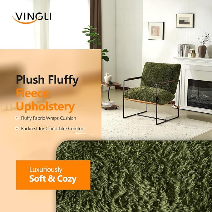 VINGLI 28" Wide Plush Upholstery Sling Modern Accent Chairs Set of 2, Cute - Image 4