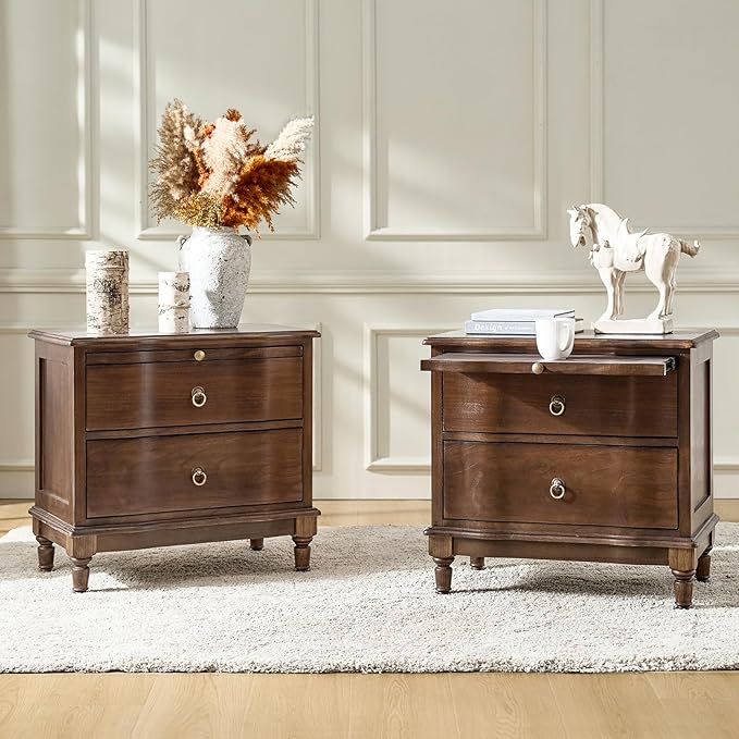 HULALA HOME Solid Wood Storage End Tables by HULALAHOME