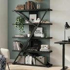 FUSUNBAO Industrial Bookshelf, Vintage 5-Tier Tall Bookcase by FUSUNBAO