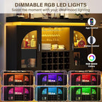 Wine Bar Cabinet with Power Outlet & LED Light, Coffee Bar Cabinet - Image 5
