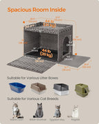 Feandrea Cat Litter Box Enclosure, Handwoven Rattan Hidden Litter Box Furniture - Image 6