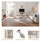 OKD 70" Fluted TV Stand with Storage, Faux Marble Top Entertainment Center - Image 6