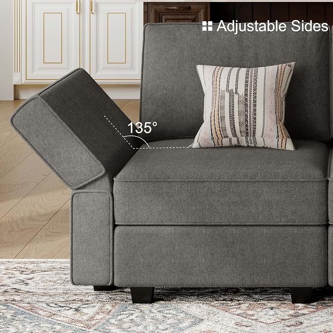 Belffin Fabric Modular Sectional Sofa Armrest Backrest Module Couch Side - Image 4