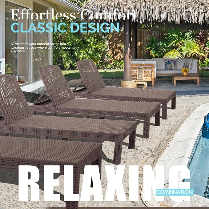DIMAR GARDEN Beach Chairs Outdoor Chaise Lounge, Resin Pool Lounge Chair - Image 7