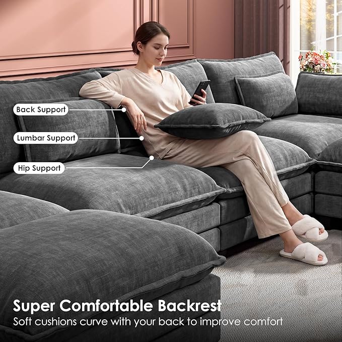 Marsail Modular Sectional Sofa 145.6" U-Shaped Modern Comfy Cloud Couch - Image 3