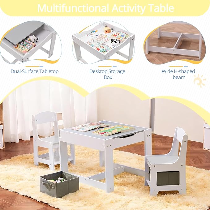 Pterying Wood Toddler Table and Chair Set - Image 2