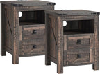 T4TREAM Farmhouse Nightstand Set of 2, Rustic End Table by T4TREAMFurniture