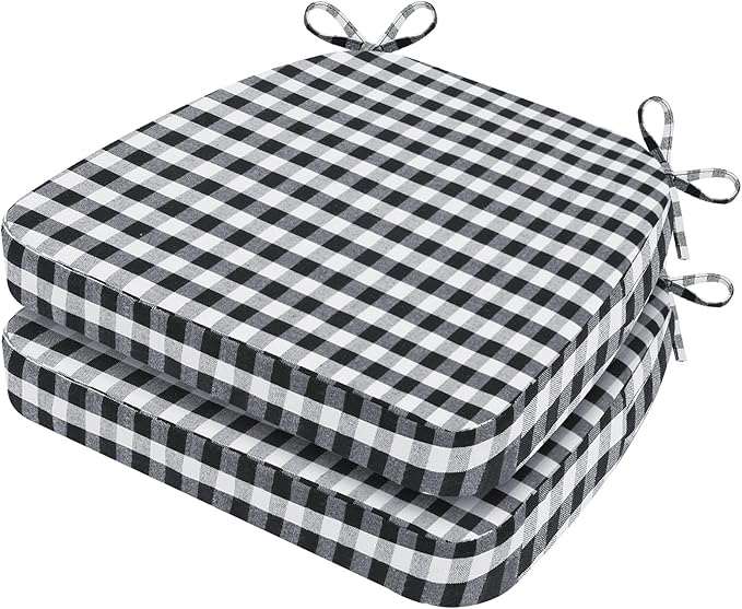 AAAAAcessories D-Shaped Chair Cushions, Machine-Washable Cover, Checkered by AAAAAcessories