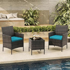 3-Piece Outdoor Furniture Set, PE Rattan Wicker Chairs by Unknown