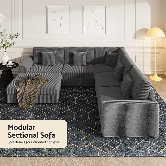 Modular Sectional Sofa, Oversized U Shaped Couch, Convertible Sleeper Sofa - Image 6