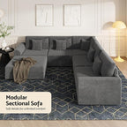 Modular Sectional Sofa, Oversized U Shaped Couch, Convertible Sleeper Sofa - Image 6