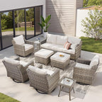 Outdoor Patio Furniture Set-9 Pieces All-Weather Wicker Outdoor Furniture by AMCLOBA