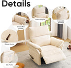 Rocking Chair Nursery with Adjustable Headrest, Manual Swivel Rocker Recliner - Image 7