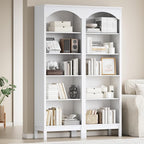 Arched Bookshelf with 5 Tier Open Shelves, Study and Living Room, Modern White - Image 3