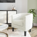 BELLEZE Accent Barrel Chair Set of 2, Linen Round Chair Club Tub Sofa Corner - Image 2