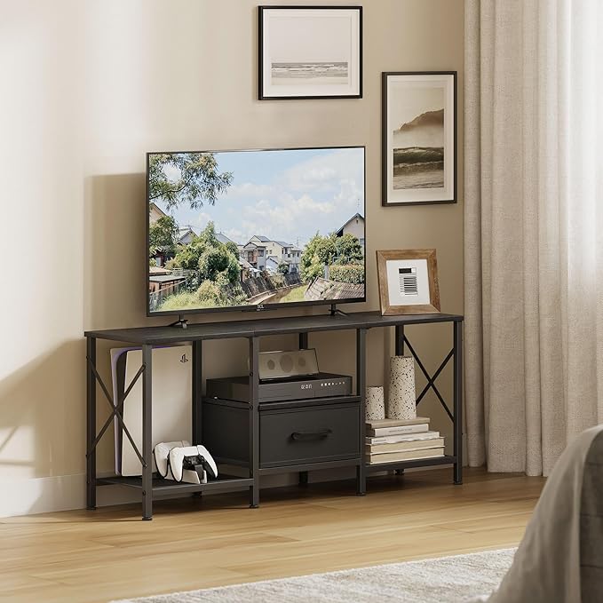 JARHETUN TV Stand with Fabric Drawer, Entertainment Center - Image 2