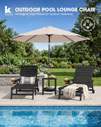 KINGYES HDPE Lounge Chair Outdoor Set of 2, Patio Chaise Lounge Recliner - Image 7