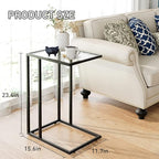 C Table Glass End Table, Couch Side Table, Tempered Glass Snack Side Table - Image 3