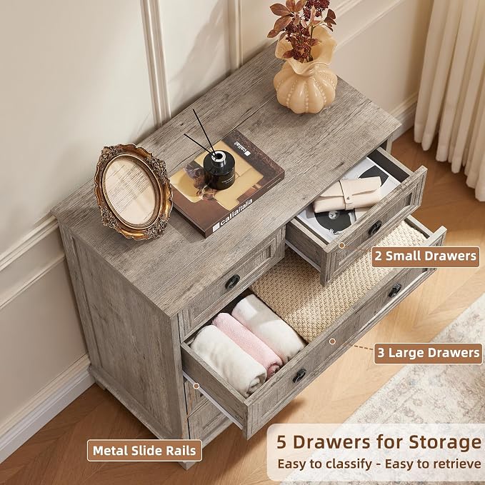 Joaxswe Farmhouse 5 Drawer Dresser - Image 9