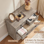 Joaxswe Farmhouse 5 Drawer Dresser - Image 9